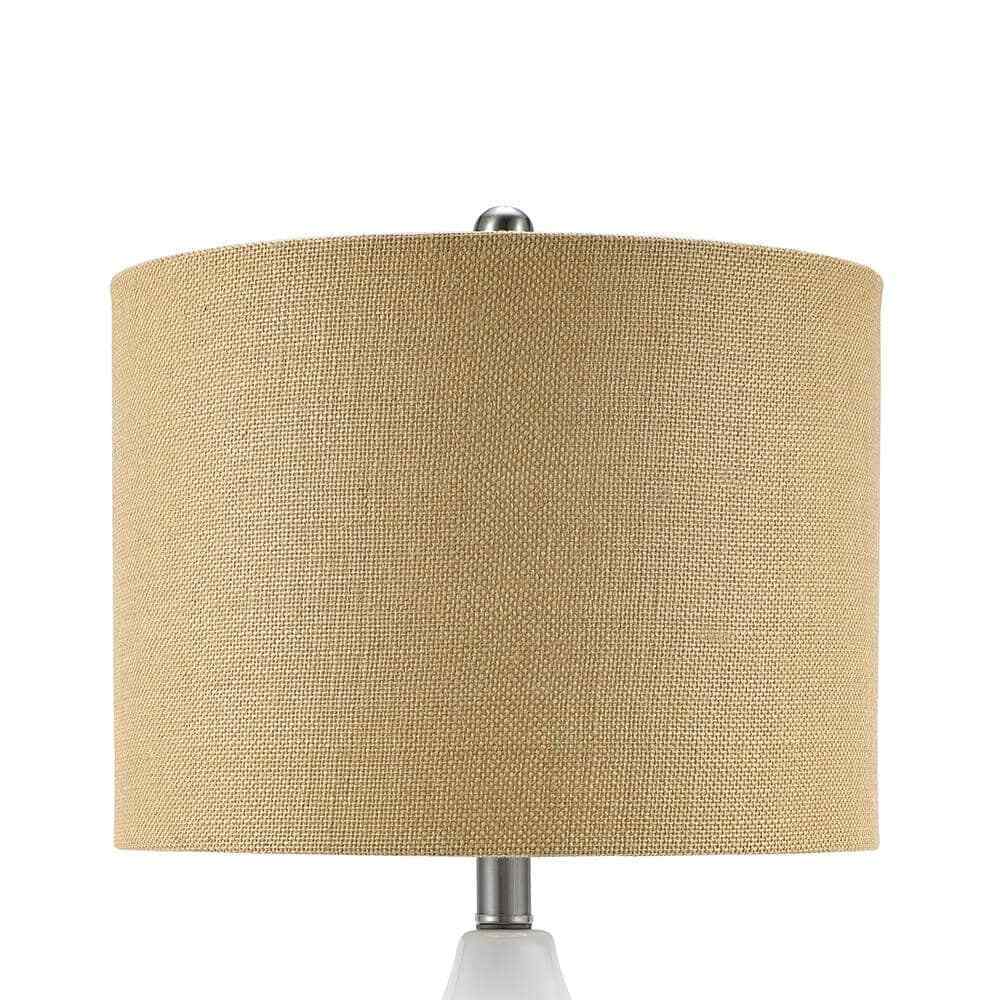 Unbranded 26.5 in. White Ceramic Table Lamp with Linen Shade 19970-001