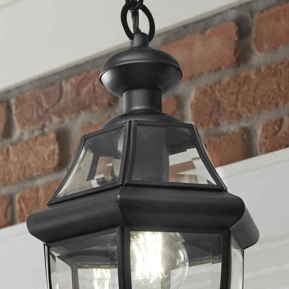 Hampton Bay Highstone 1-Light Matte Black Hardwired Hanging Pendant