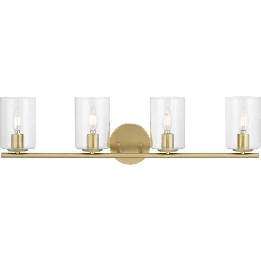 Hampton Bay Champlain 31.5 in. 4-Light Satin Brass Bathroom Vanity Light