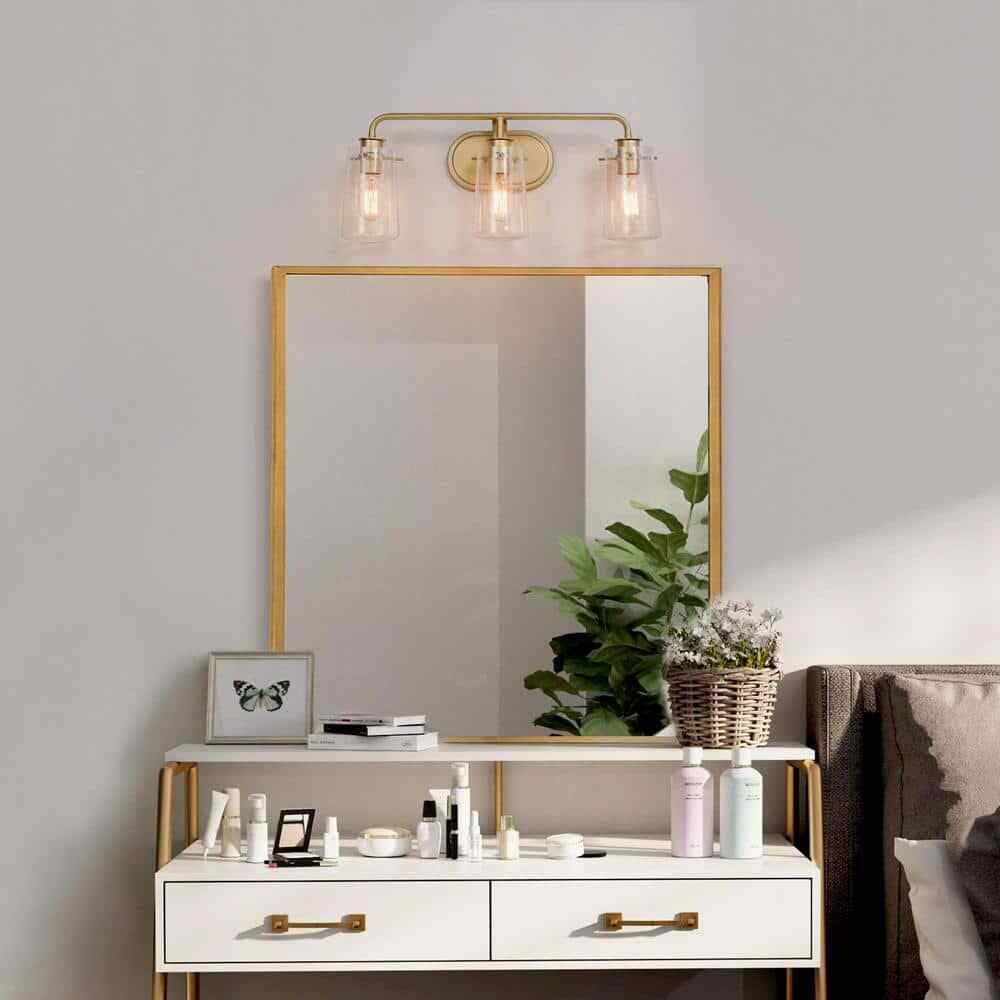 Uolfin Modern Gold Bathroom Vanity Light Farmhouse Wall Sconce w/ Glass Shades