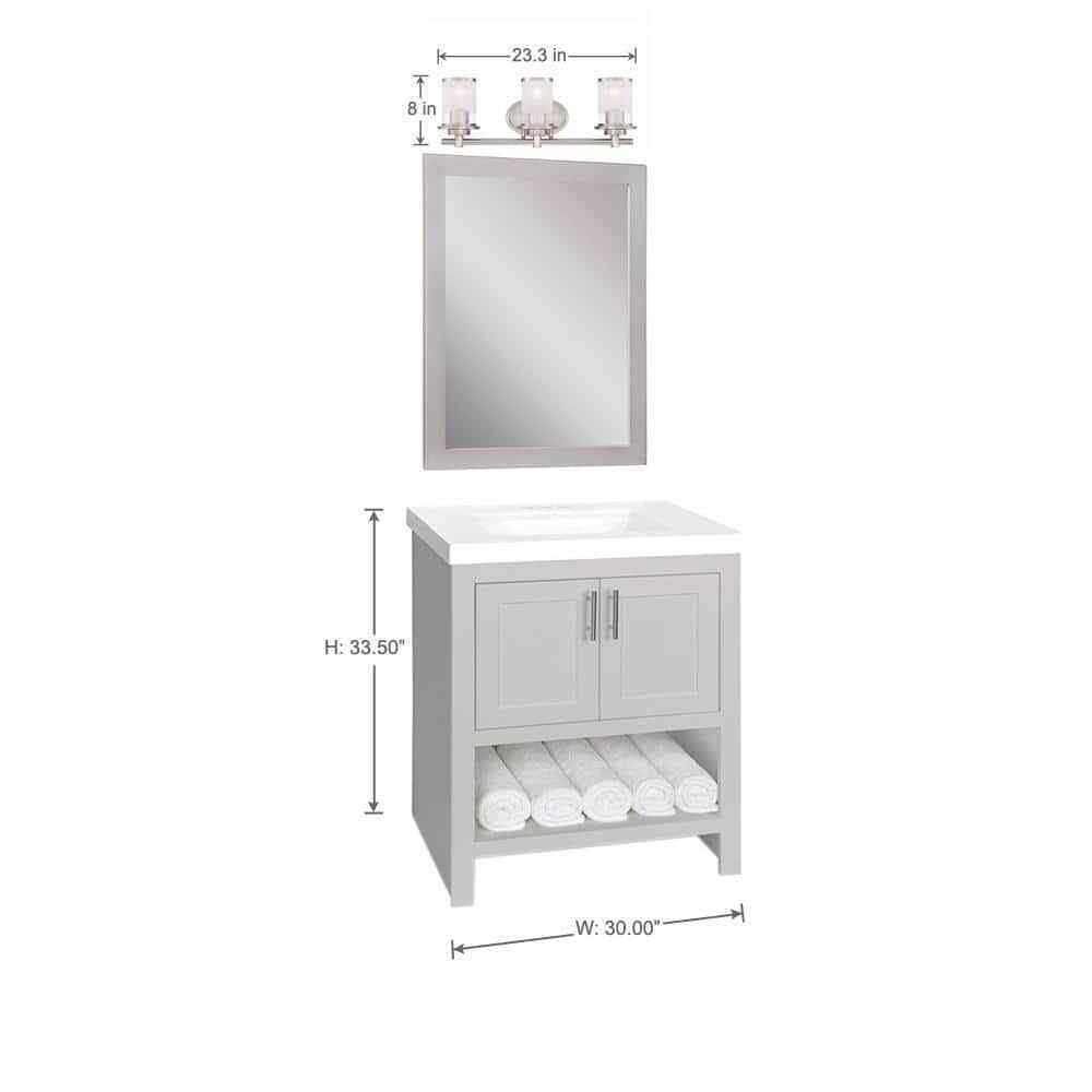 Hampton Bay 23.25 in. Truitt 3-Light Chrome Vanity Light w/ Clear and Sand Glass