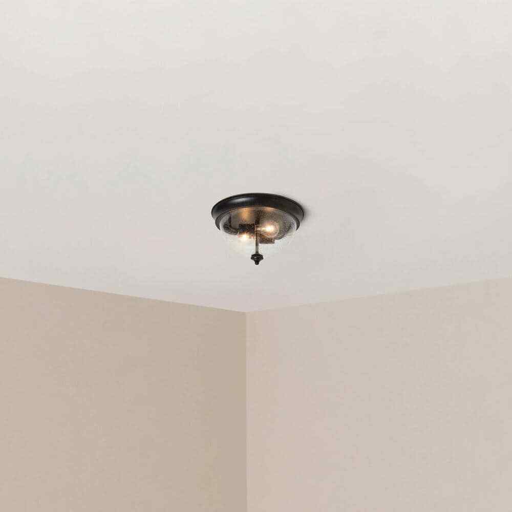 Hampton Bay 2-Light 13 in. Bronze Flush Mount Ceiling Light