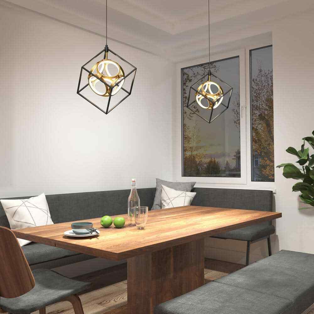 Artika Luxury 18-Watt LED Black Modern Industrial Caged Hanging Pendant Light