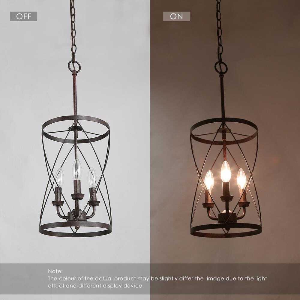 LNC Farmhouse Chandelier Bronze Industrial 3-Light Drum Candlestick Chandelier