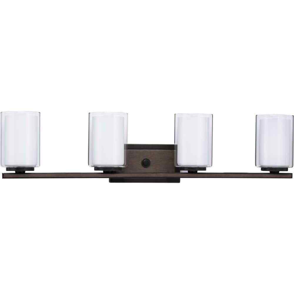 Progress Lighting Mast 4-Light Antique Bronze Clear Glass Coastal Bath Vanity