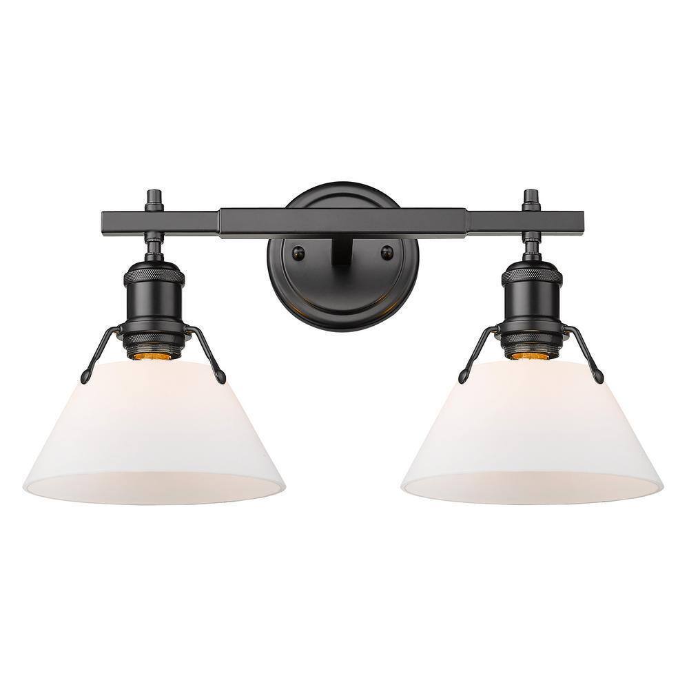 Golden Lighting Orwell 4.875 in. 2-Light Matte Black Vanity Light