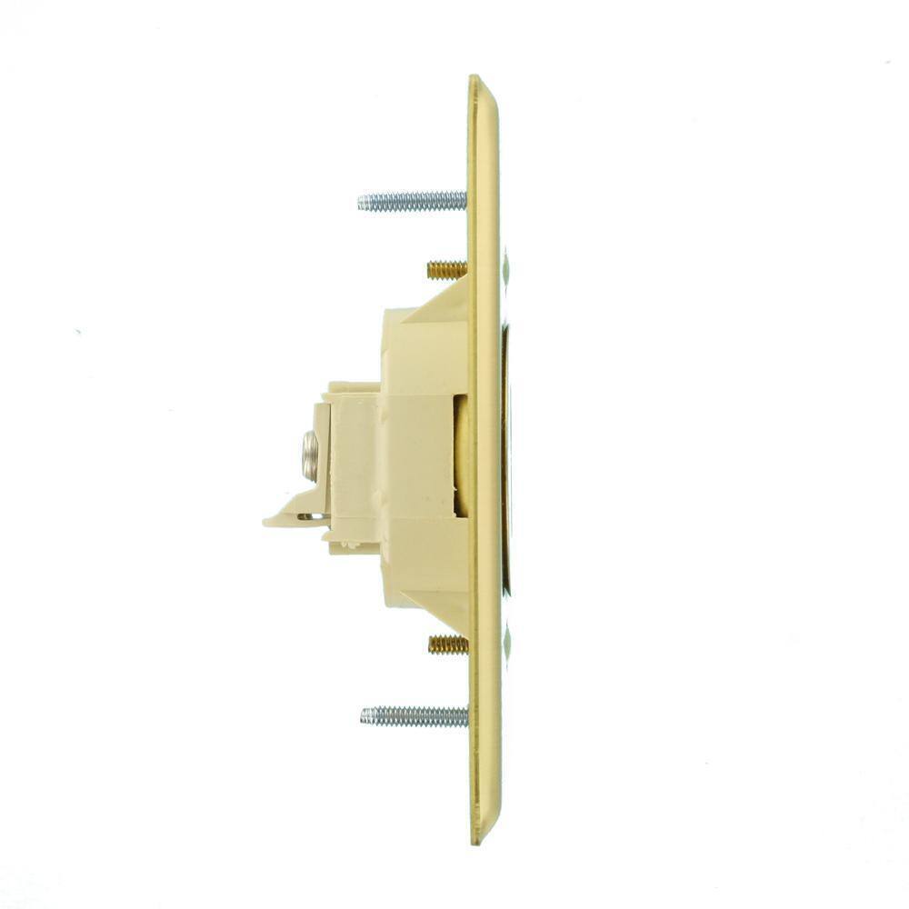 Leviton F Connector Floor Jack Assembly w/ 1-Jack 1-Blank Insert Wallplate Brass