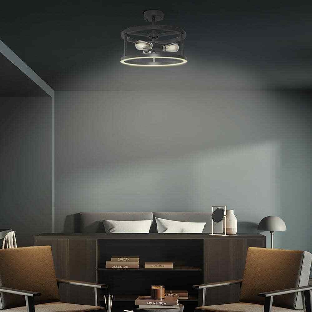 Feit Electric Katalyst 15 in. 3-Light Matte Black Color Selectable CCT LED