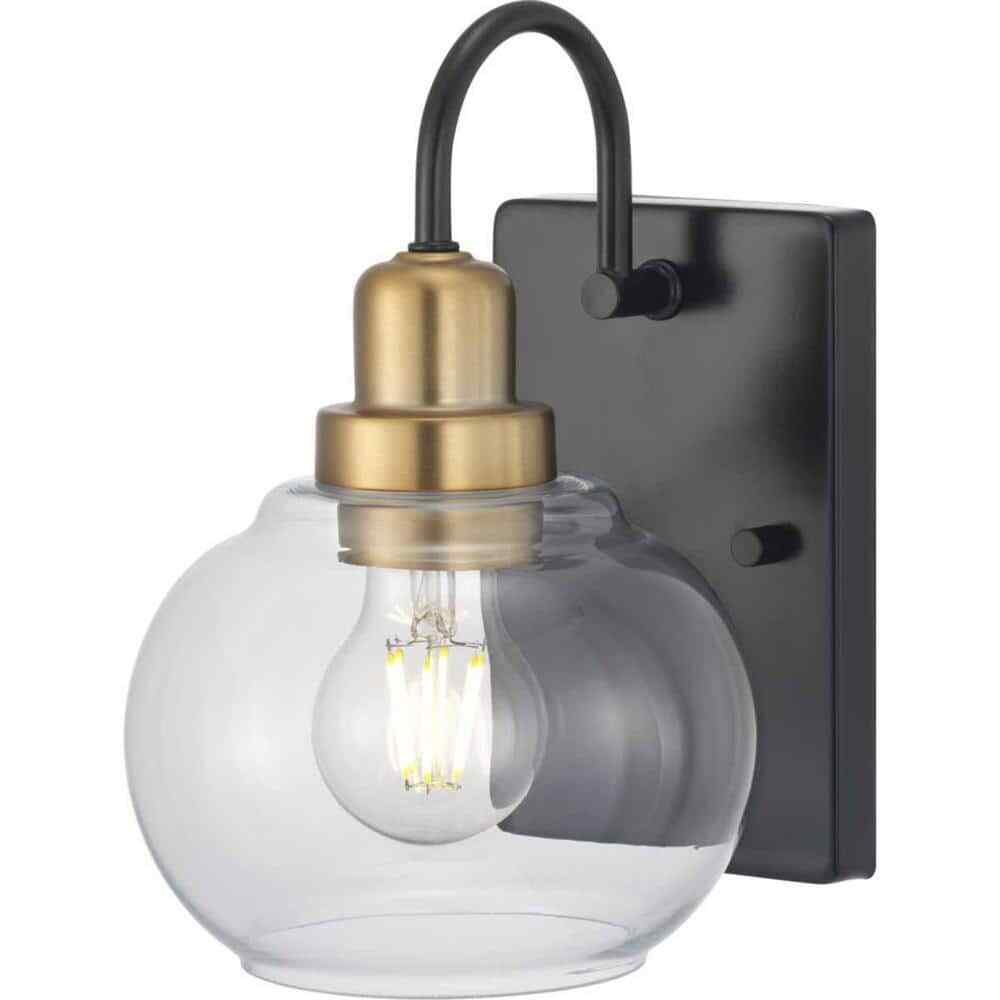 Home Decorators Halyn 4.5 in. 1-Light Matte Black Indoor Wall Sconce