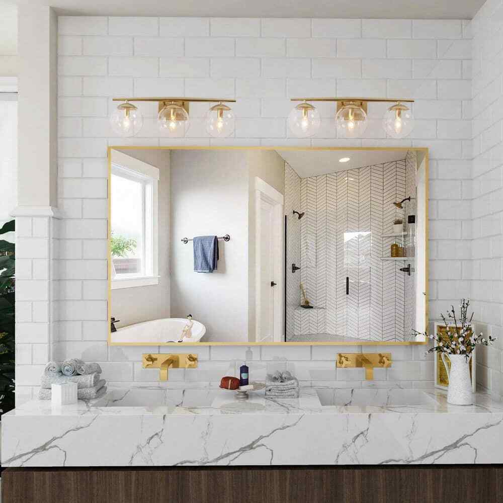 Uolfin Modern Gold Bathroom Vanity Light 3-Light Farmhouse Brass Wall Sconce