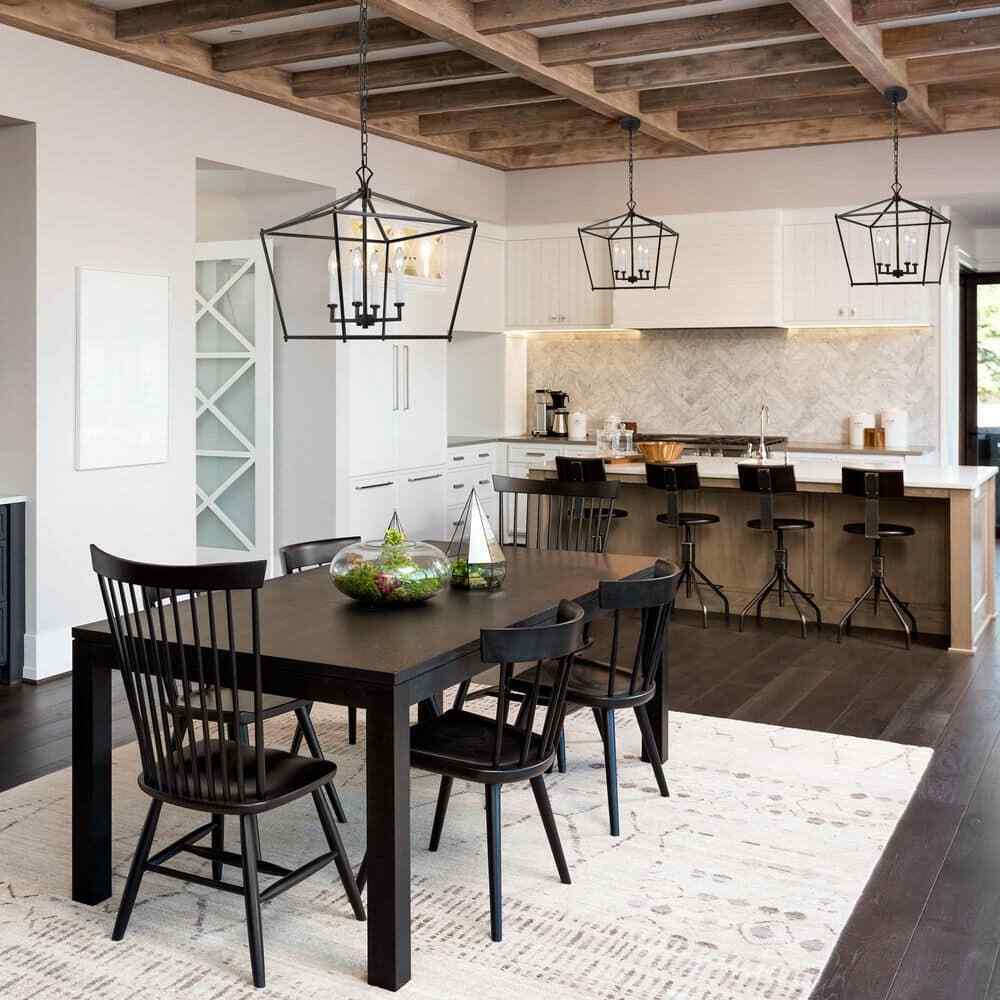 LNC Black Chandelier Modern Island Cage 4-Light Ceiling Light