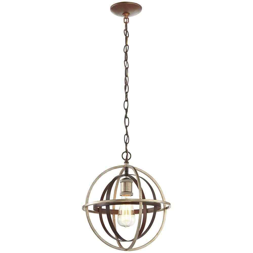 Home Decorators Barton Bay 1-Light Bronze and Champagne Pewter Orb Mini Pendant