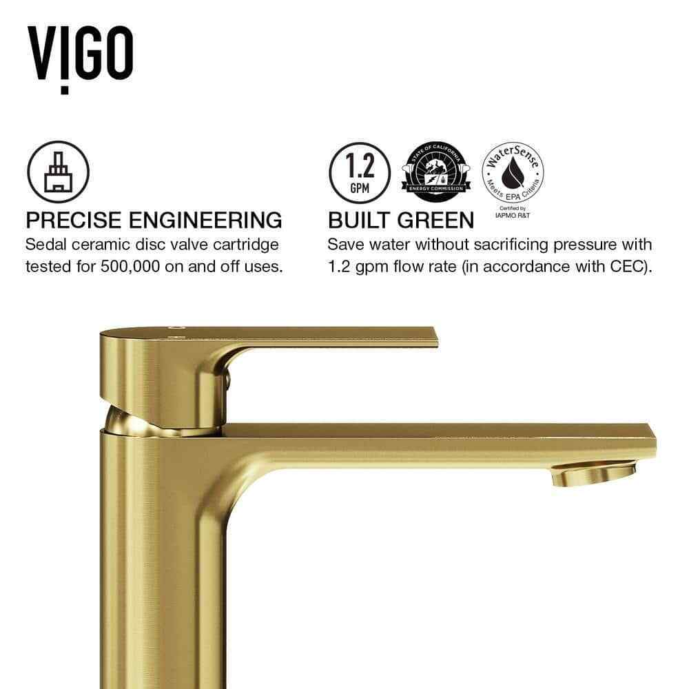 VIGO Davidson Single Handle Single-Hole Bathroom Faucet in Matte Brushed Gold