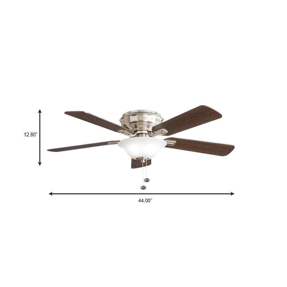Hampton Bay Hawkins III 44 in. LED Indoor Brushed Nickel Flush Mount Ceiling Fan