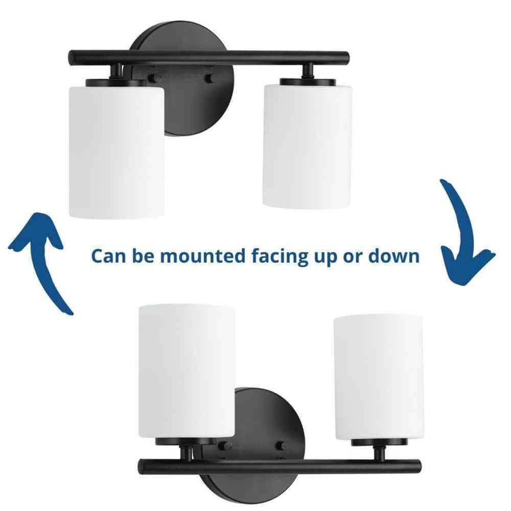 Progress Lighting Replay 2-Light Textured Black Etched Glass Bath Vanity Light