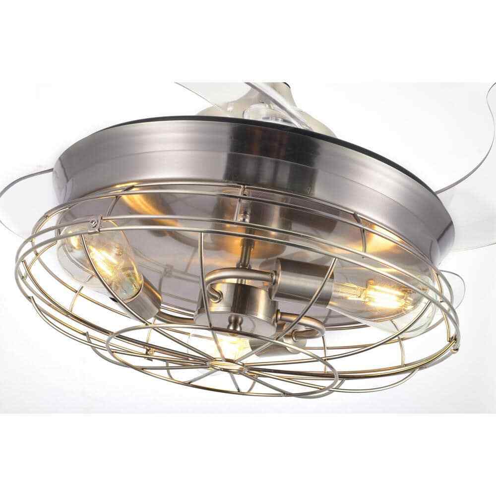 Bella Depot 36 in. LED Brushed Nickel Retractable Ceiling Fan Light and Remote
