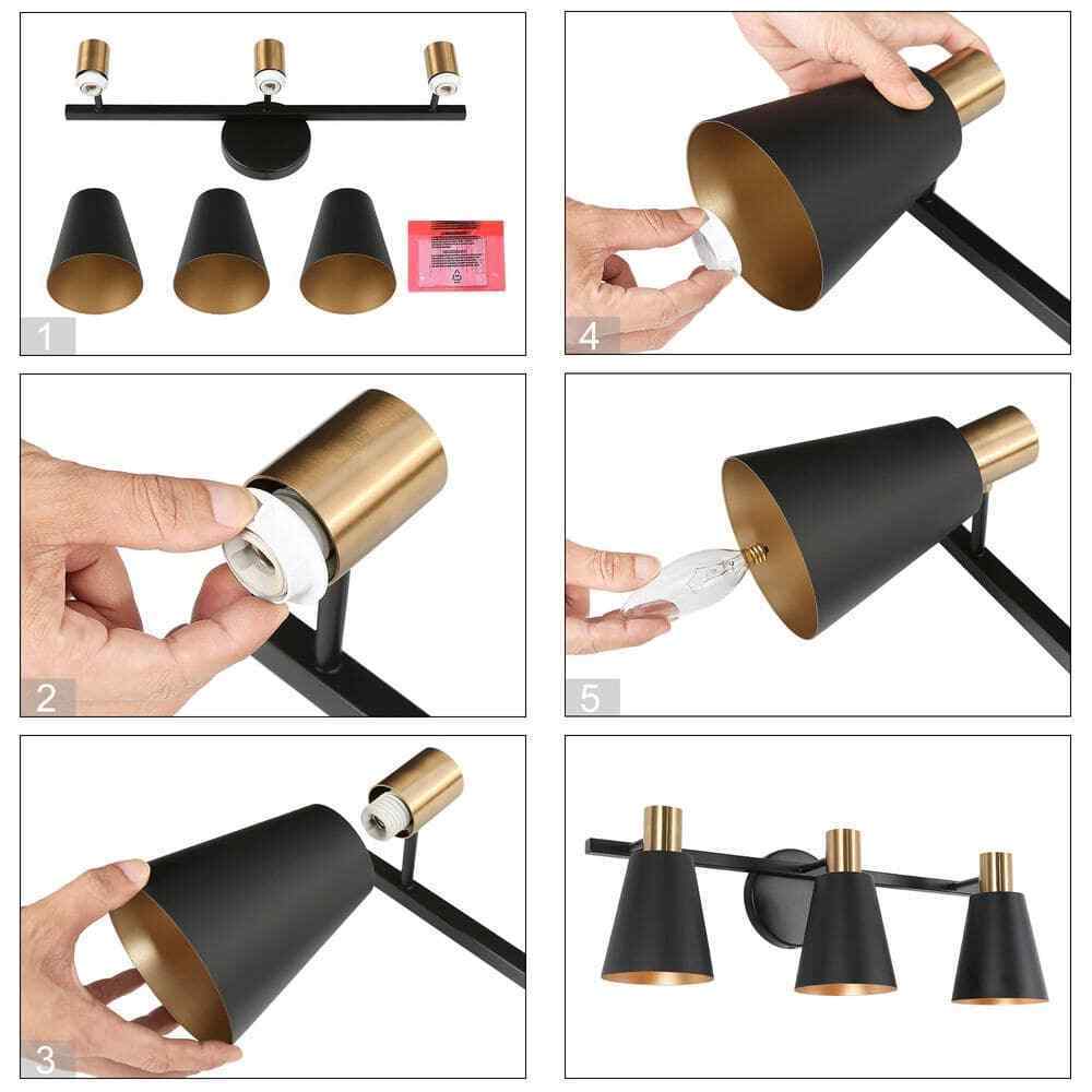 Uolfin Bathroom Wall Sconce 3-Light Modern Bell Powder Room Vanity Light Fixture