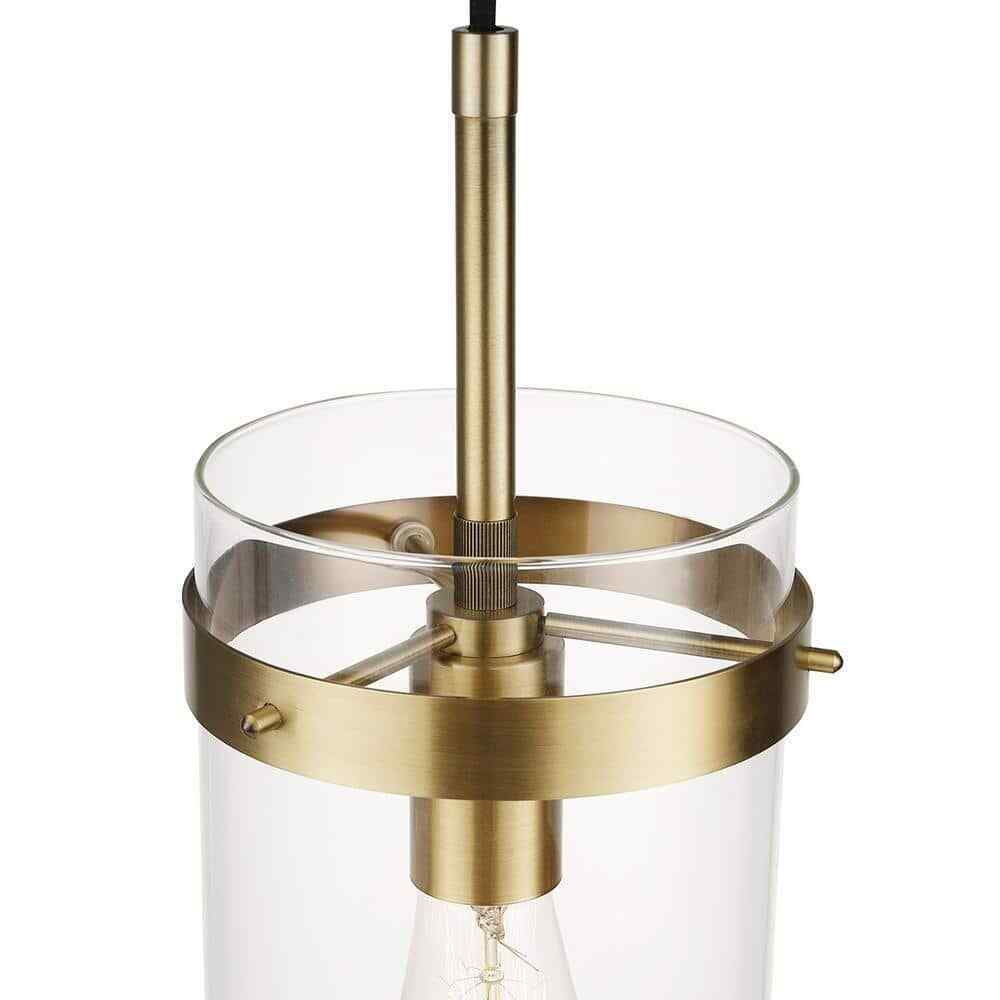 Globe Electric Connor 1-Light Brass Pendant Light with Clear Glass Shade