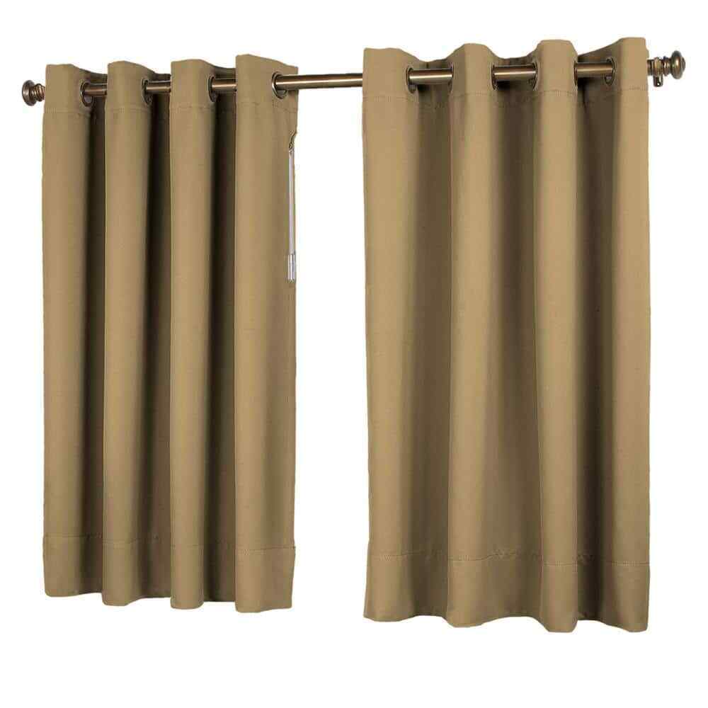 RICARDO Sand Polyester Solid 56 in. W x 54 in. L Grommet Blackout Curtain