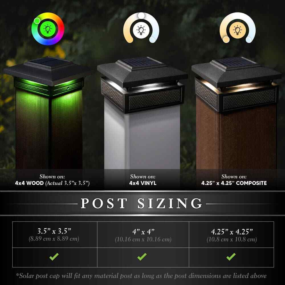 CLASSY CAPS Lumineer 4 in. x 4 in. Black Cast Aluminum Smart Solar Post Cap