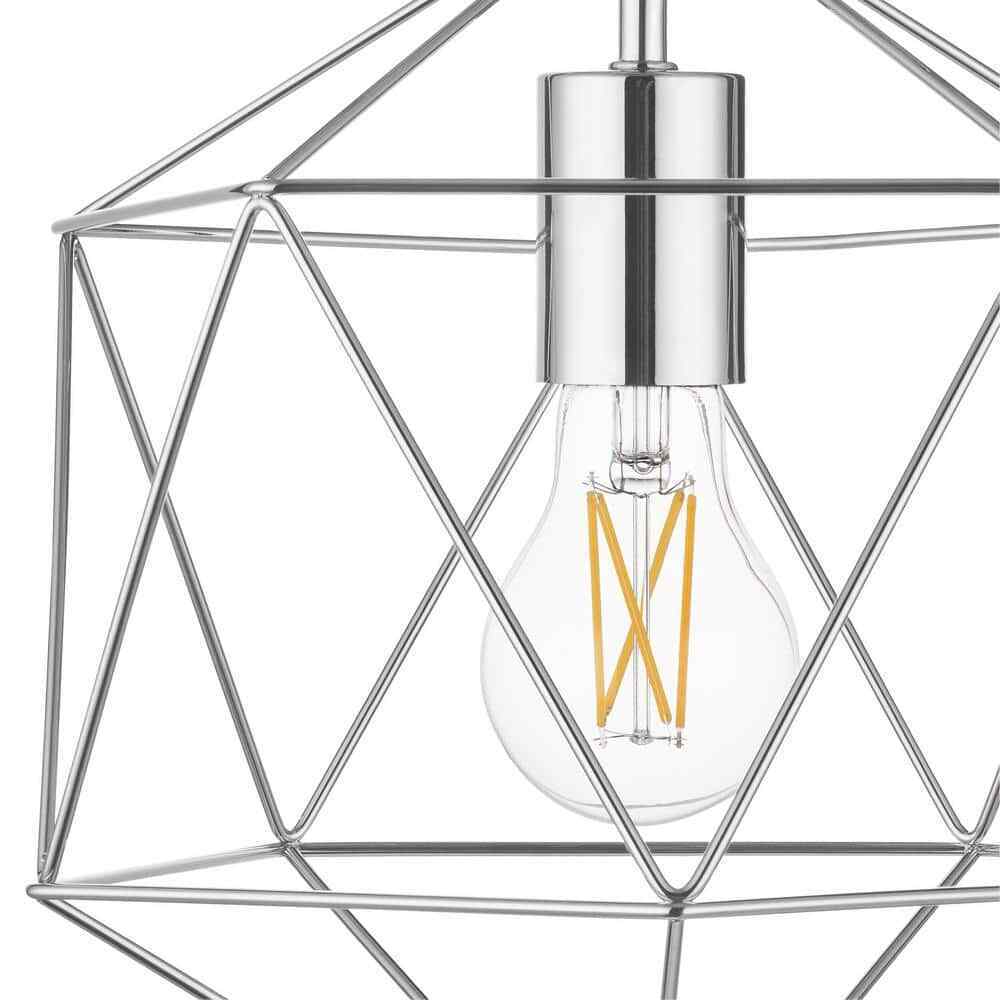 Hampton Bay Winfield 9.5 in. 1-Light Chrome Semi-Flush Mount with Geometric Cage