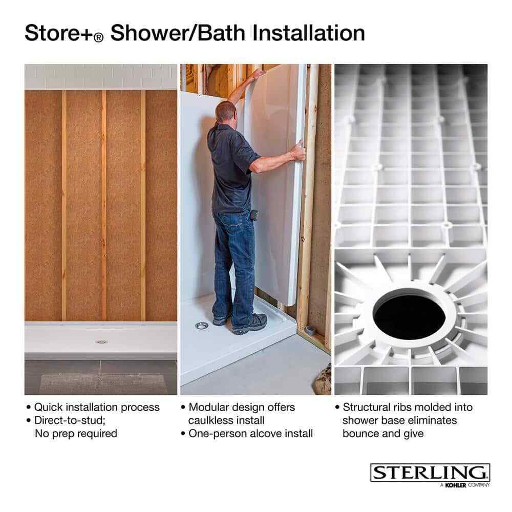 STERLING STORE+ 12-Piece Wall Mounted Shower Caddy in White Finish 88038700-0