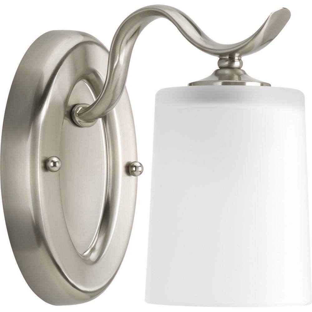Progress Lighting Inspire 1-Light Brushed Nickel Etched Glass Wall Sconce