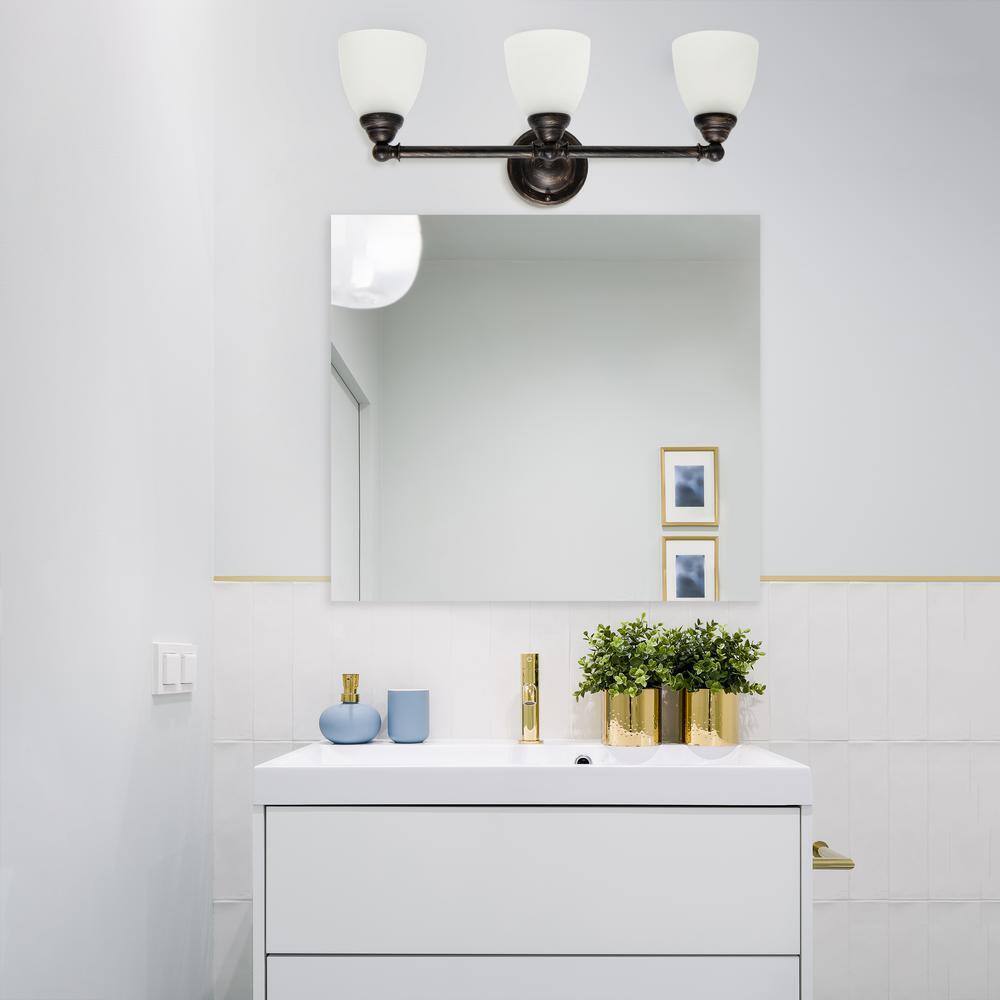 Simple Designs Bronze Metal and Frosted Vanity Light