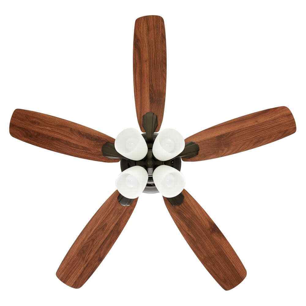 Hampton Bay Hollis 52 in. Indoor LED Bronze Ceiling Fan w/ Light Kit and Remote