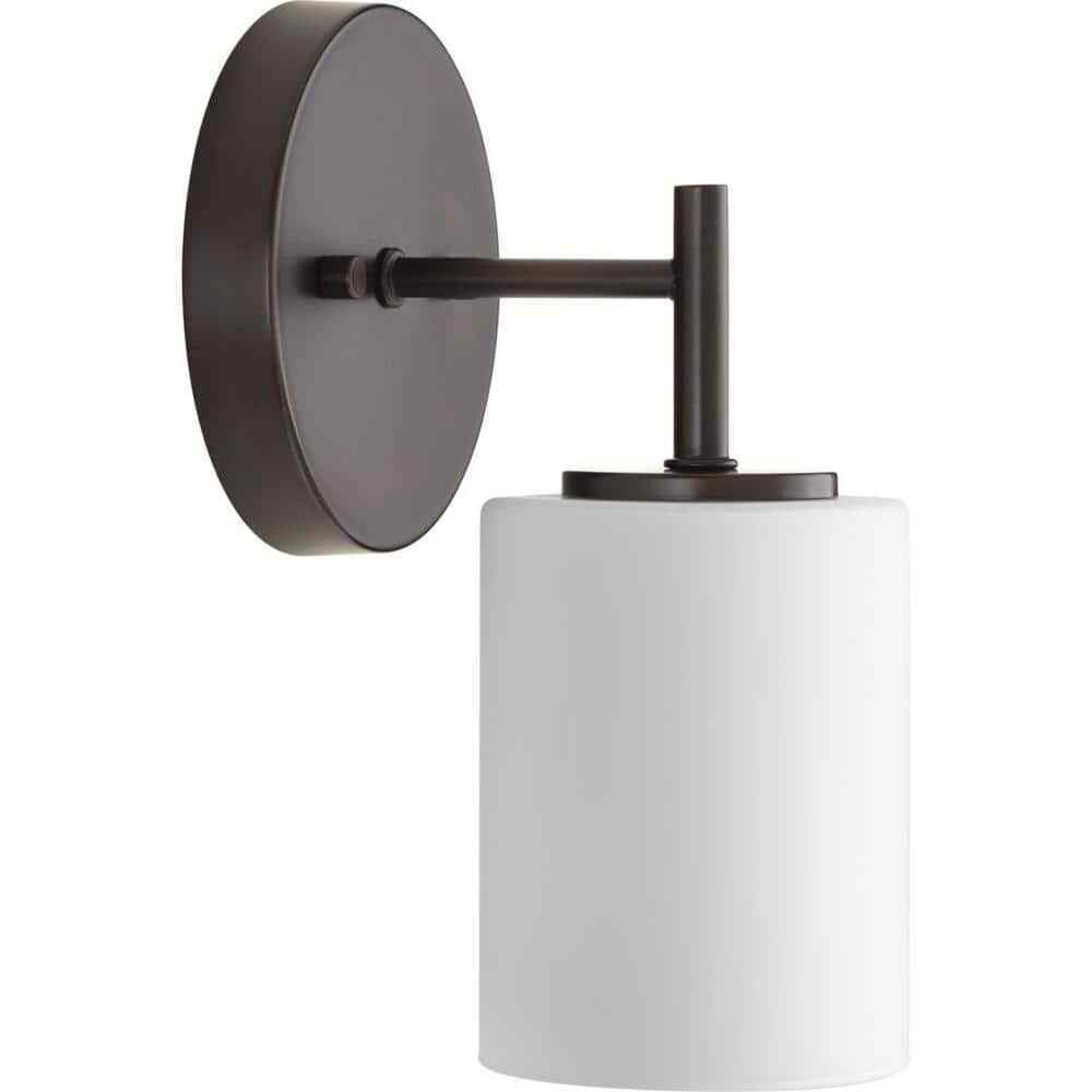Progress Lighting Replay 5-1/4 in. Bronze Etched White Glass Vanity Wall Light