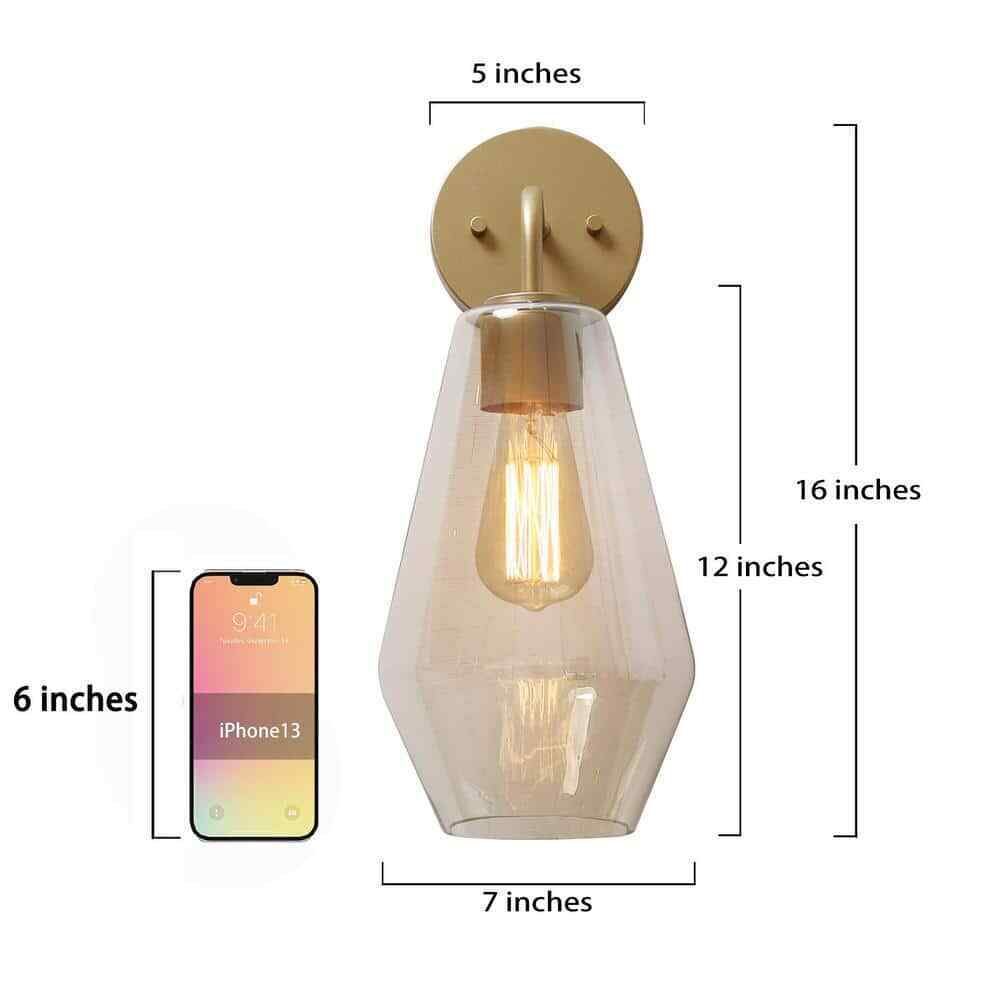 Uolfin Modern Geometric Wall Sconce Mila 1-Light Brass Gold Tube Vanity Light