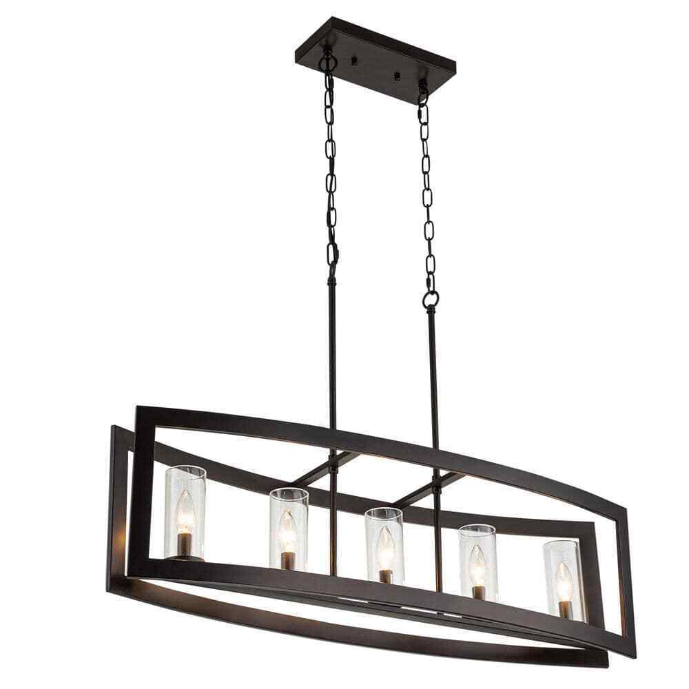 RRTYO Sylvette 5-Light Oil Rubbed Bronze Kitchen Curved Island Chandelier