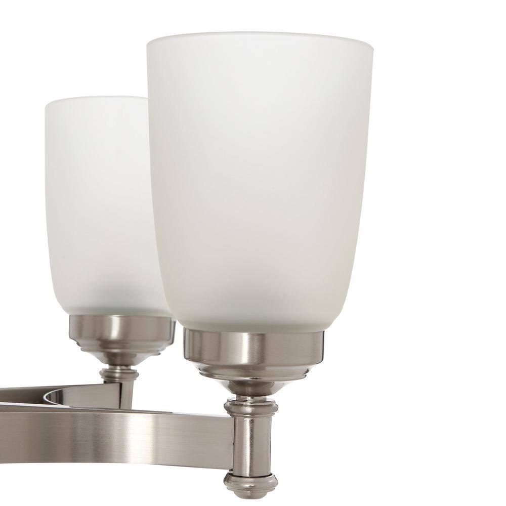 Hampton Bay 5-Light Brushed Nickel Chandelier with Frosted Glass Shades