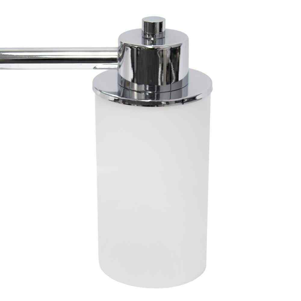 Simple Designs 20.75 in. 3-Light Chrome Modern Metal and Milk White Shades