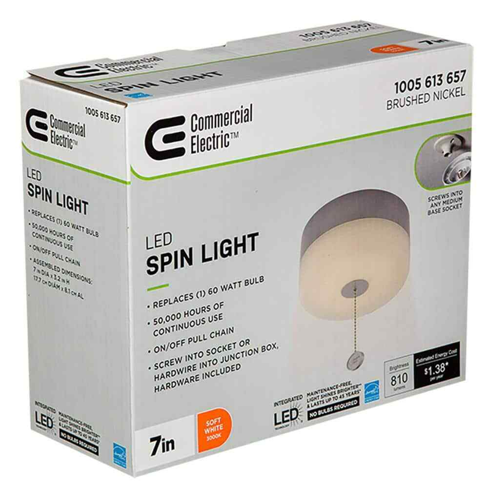 Commercial Electric Spin Light 7 in. Closet Light LED Flush Mount Ceiling Light