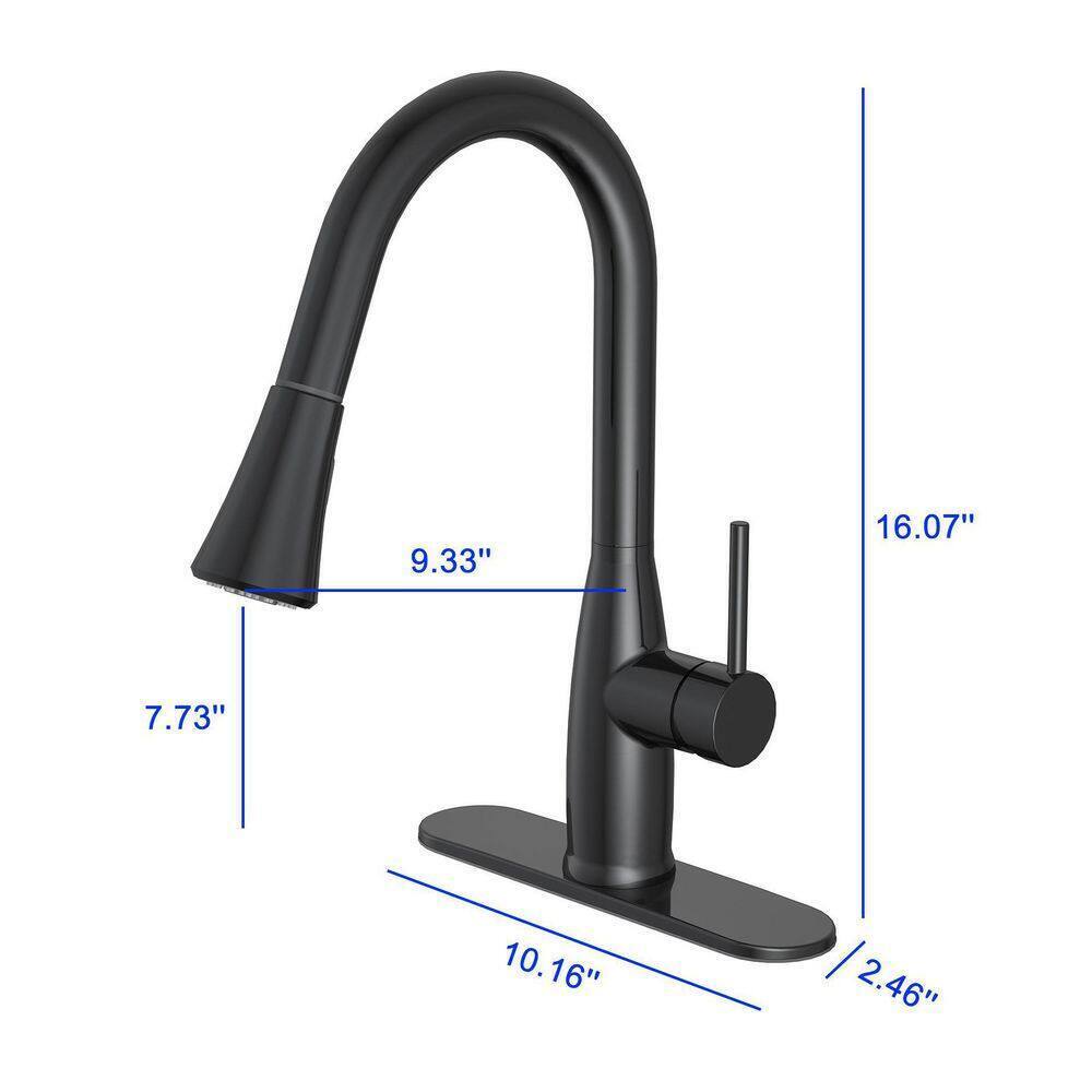Cartway Single-Handle Pull-Down Sprayer Kitchen Faucet in Matte Black D001O