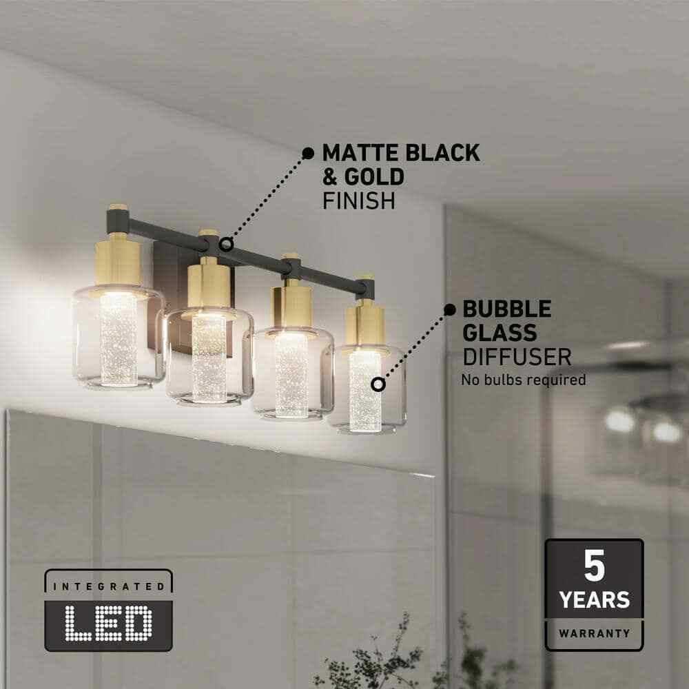 Artika Champagne Globe 26 in. LED 5 Vanity Light Bar for Bathroom Bubble Glass
