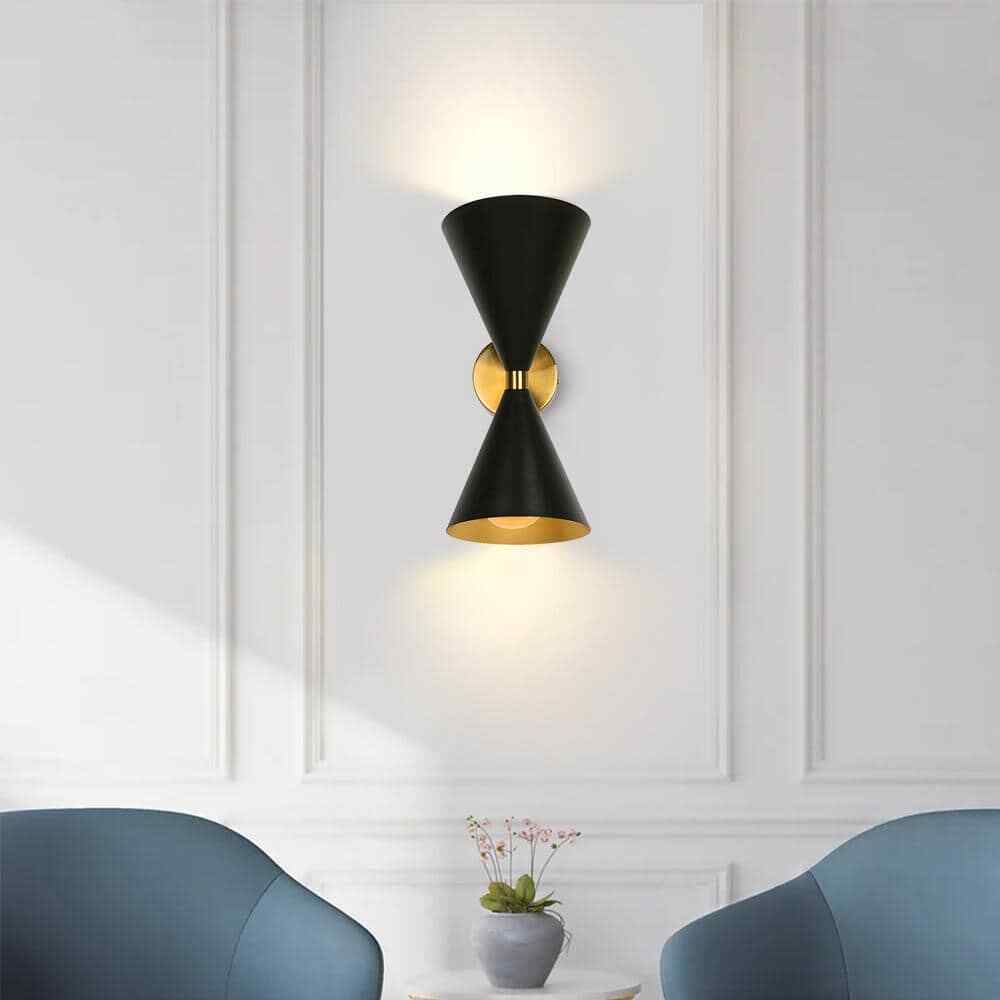 RRTYO 2-Light Black Wall Sconce with Light Direction of Up and Down YL002404