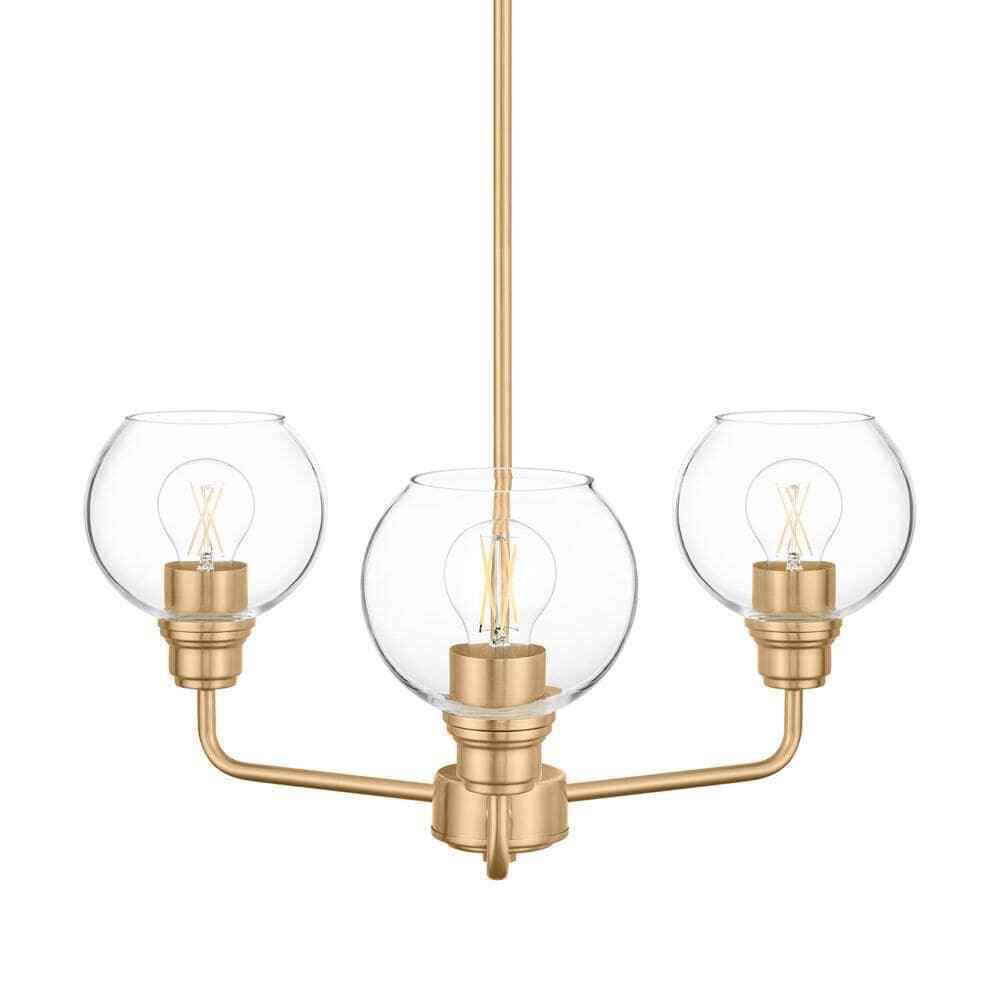 Hampton Bay Florabelle 3-Light Chandelier Antique Gold Clear Globe Glass Shades