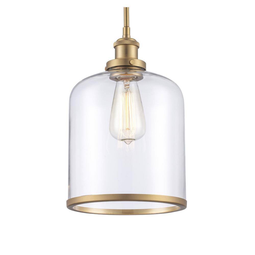 Bel Air Lighting Dorina 1-Light Antique Gold Mason Jar Hanging Pendant Light