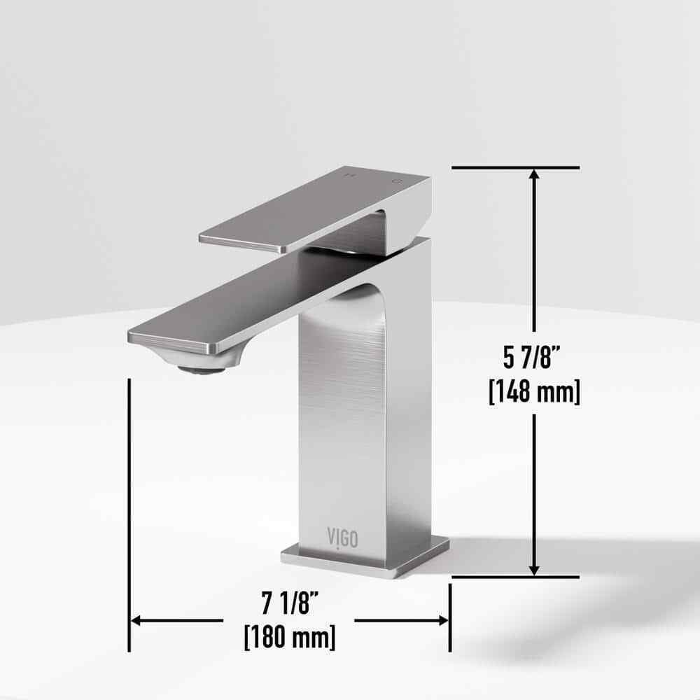 VIGO Dunn Single Handle Single-Hole Bathroom Faucet in Brushed Nickel VG01054BN