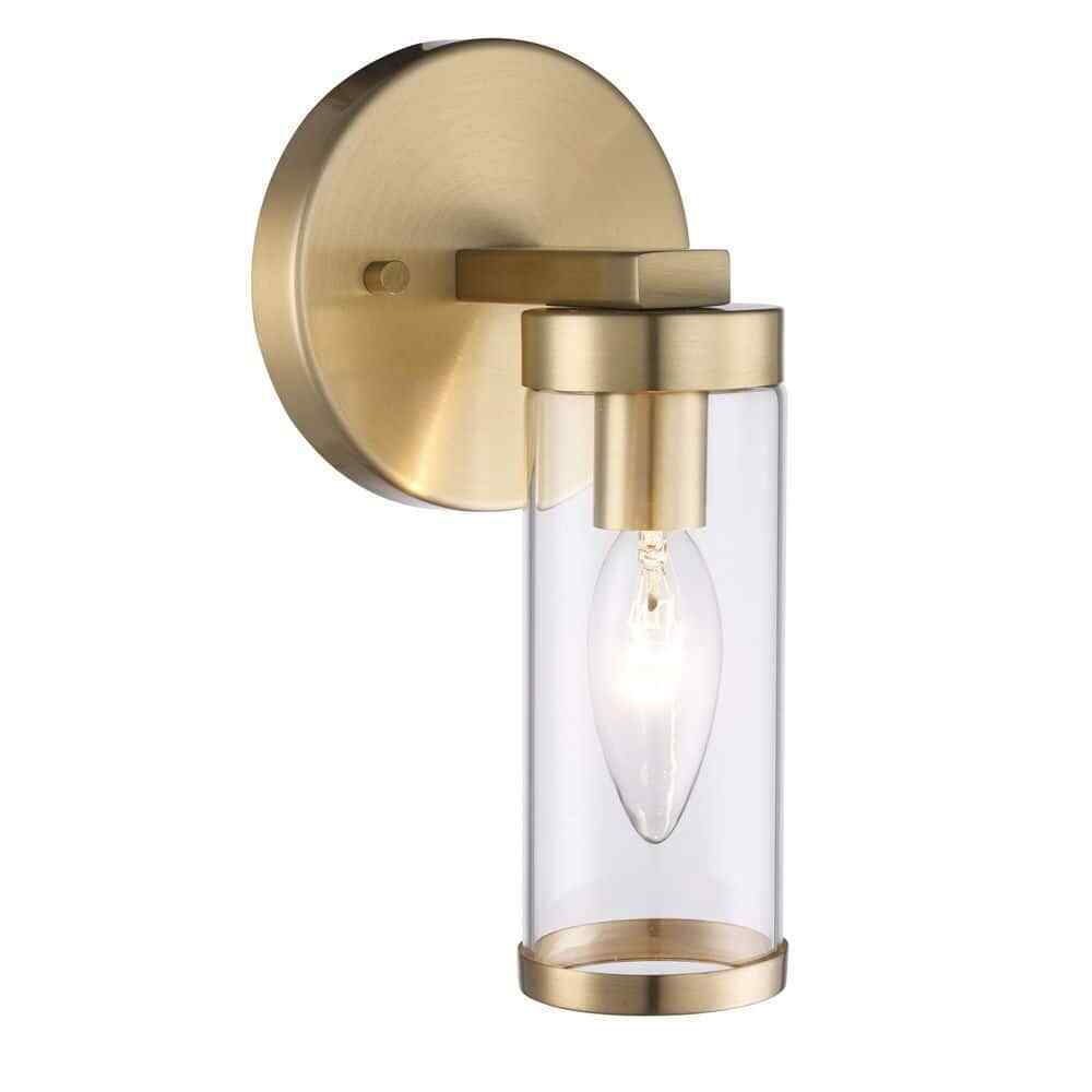 Hampton Bay Loveland 1-Light Brass Indoor Wall Sconce Light Fixture