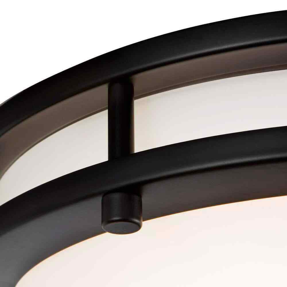 Hampton Bay Flaxmere 12 in. Matte Black Integrated LED Flush Mount Ceiling Light