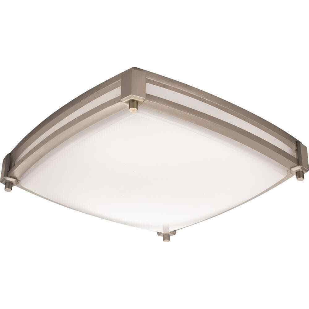 Lithonia Lighting Square 13 in. Brushed Nicke Ceiling LED Light Flush Mount