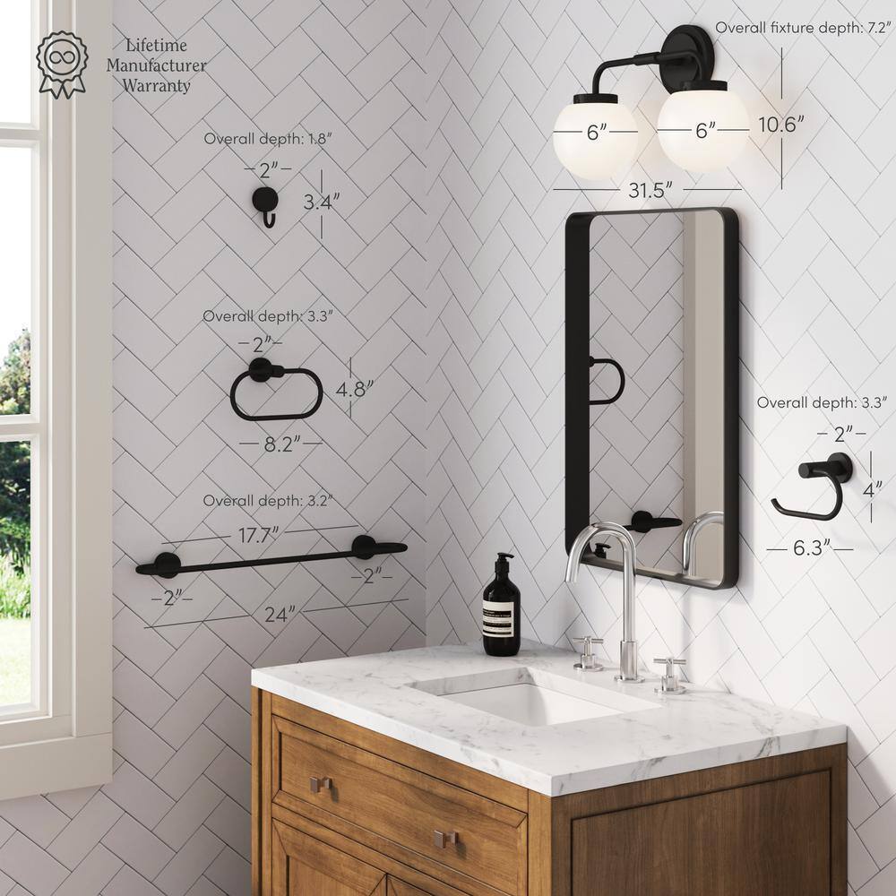 Nathan James Izzy Vanity Light Fixture Black Bathroom, 4-Piece Accessory Set
