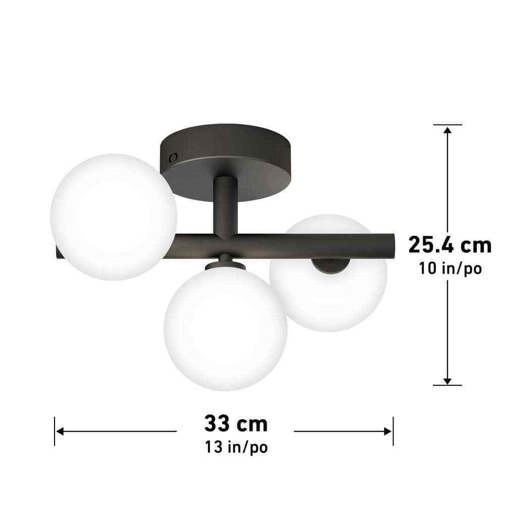 Artika Bloom 13 in 3-Light Black Selectable LED Modern Flush Mount Light Fixture