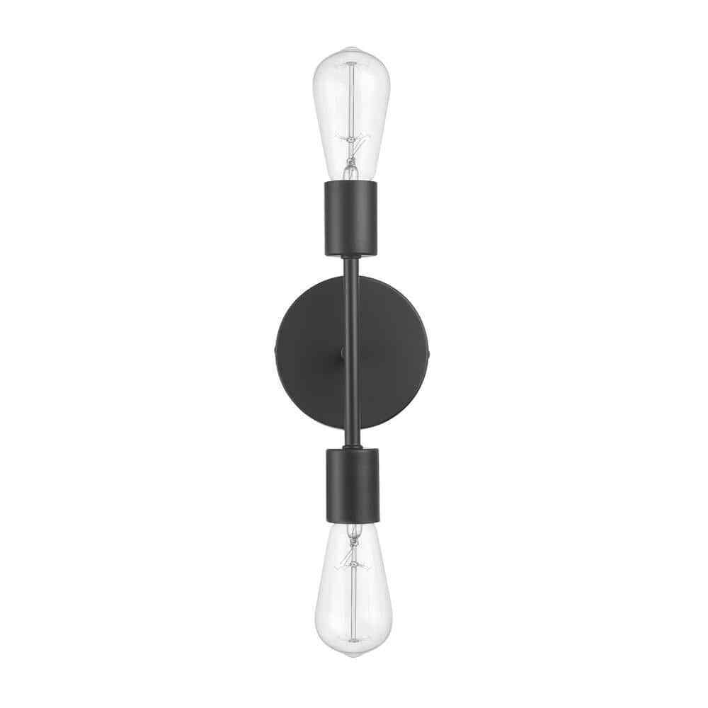 Hampton Bay Stockport 2-Light Matte Black Wall Sconce 65742