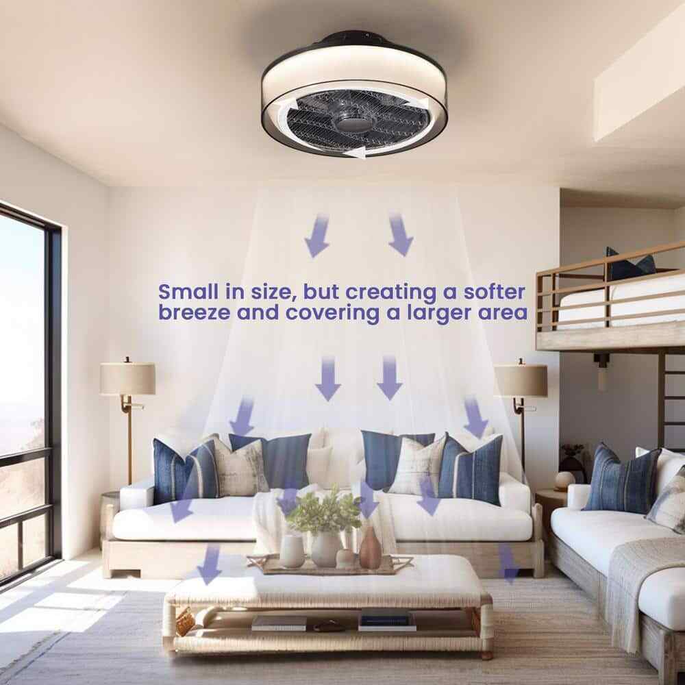 ANTOINE Modern Dimmable LED Indoor Gray Smart Enclosed Ceiling Fan w/ Remote