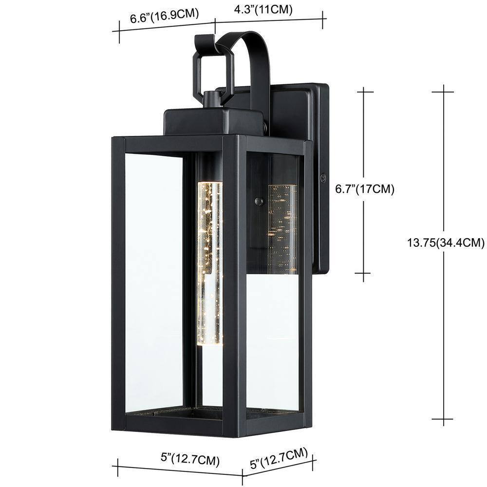 Pia Ricco 1-Light Black Wall Outdoor 7-Watt LED Outdoor Wall Light E26 Base