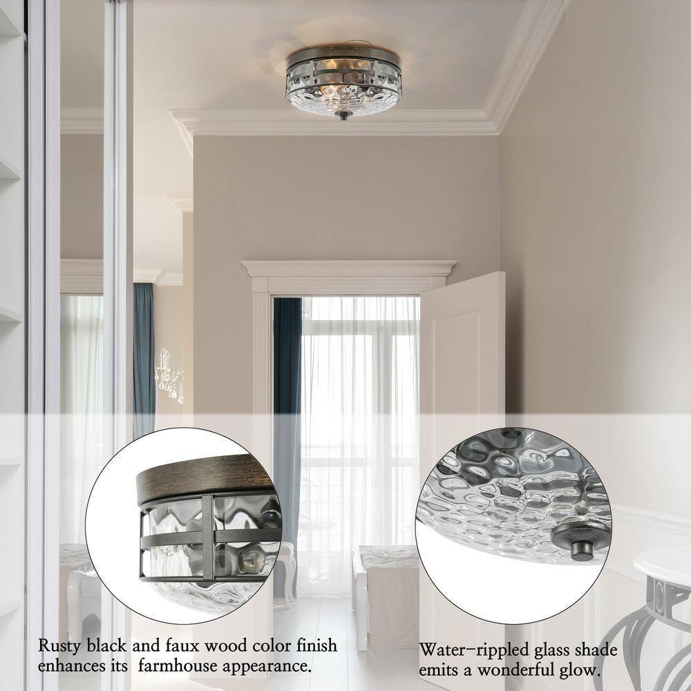 Uolfin Modern Farmhouse Ceiling Light Maya 3-Light Black Kitchen Flush Mount